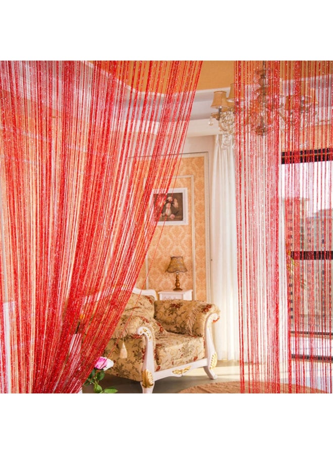 Generic - Shiny Tassel String Doorway Curtain Red 100x200cm - Image 1