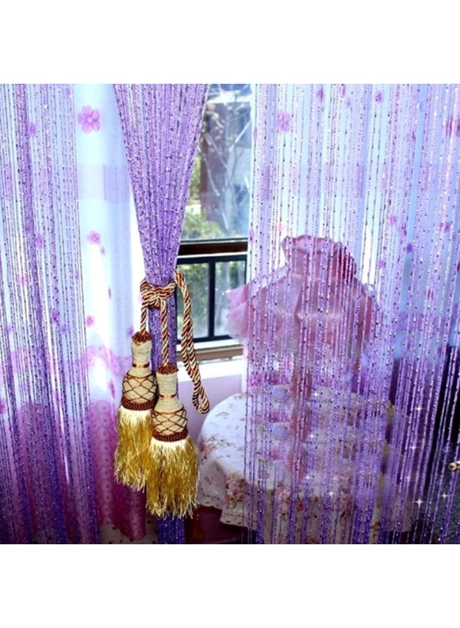 Shiny Tassel String Doorway Curtain Purple 100x200cm - Image 2