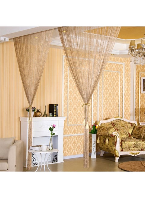Shiny Tassel String Doorway Curtain Gold 100x200cm