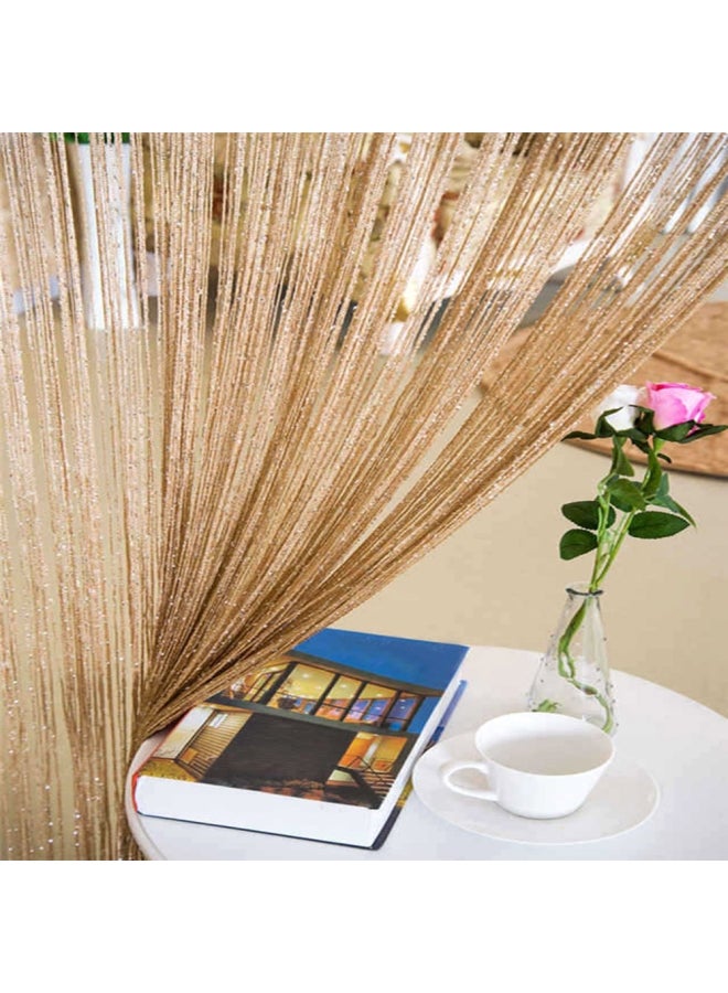 Shiny Tassel String Doorway Curtain Gold 100x200cm