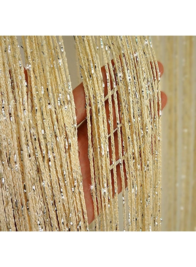 Shiny Tassel String Doorway Curtain Gold 100x200cm