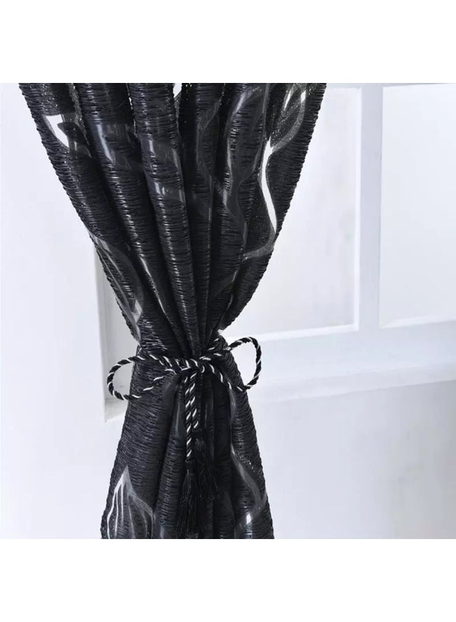 ستائر نافذة نصف شفافة من المايكروفايبر . أسود/ أبيض 79x40بوصة - Image 3