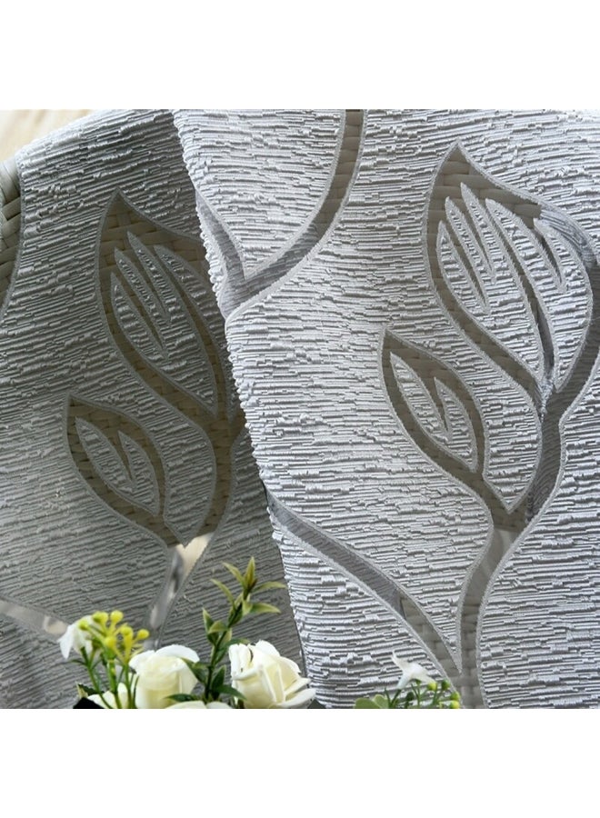 ستائر نافذة نصف شفافة من المايكروفايبر . رمادي / أبيض 79x40بوصة - Image 4