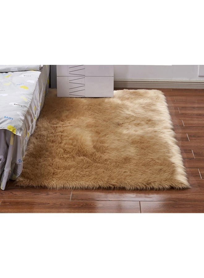 Faux Sheepskin Wool Fluffy Rug Camel 30x5x20cm 