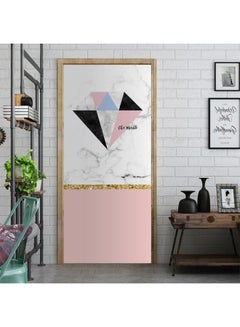 Geometric Themed Wardrobe Sticker White/Pink/Grey 60x185cm
