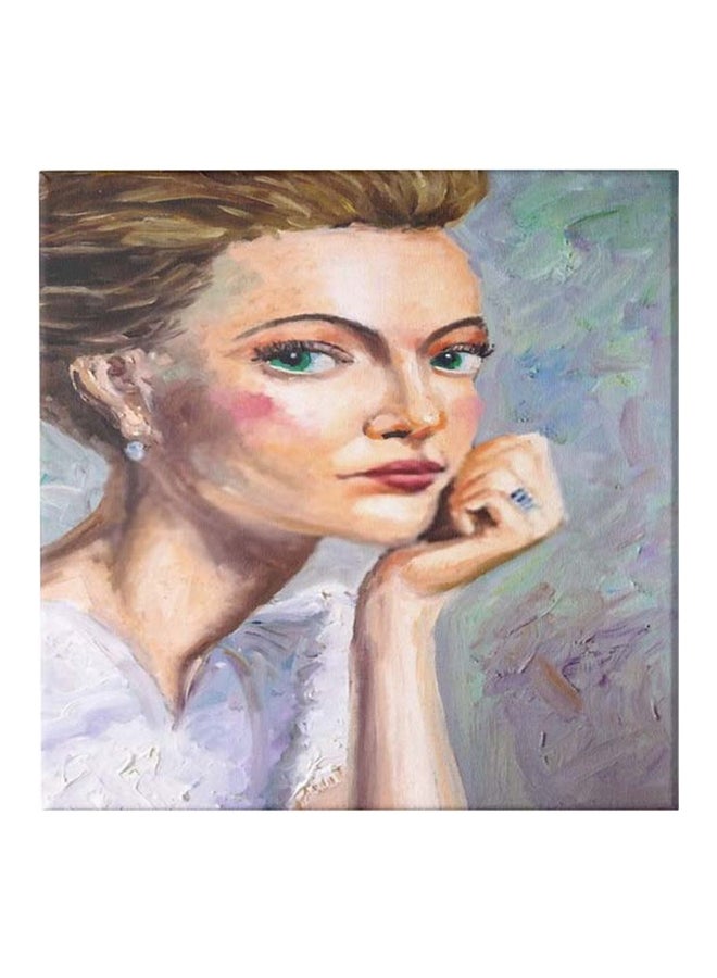 Abstract Themed Canvas Wall Painting With Frame Beige/Brown/White 50x50cm - Image 1