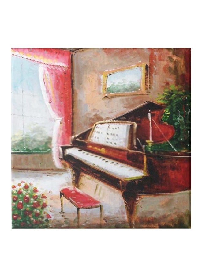 لوحة فنية من قماش الكانفاس مزودة بإطار، برسمة بيانو متعدد الألوان 50x50سم - Image 1