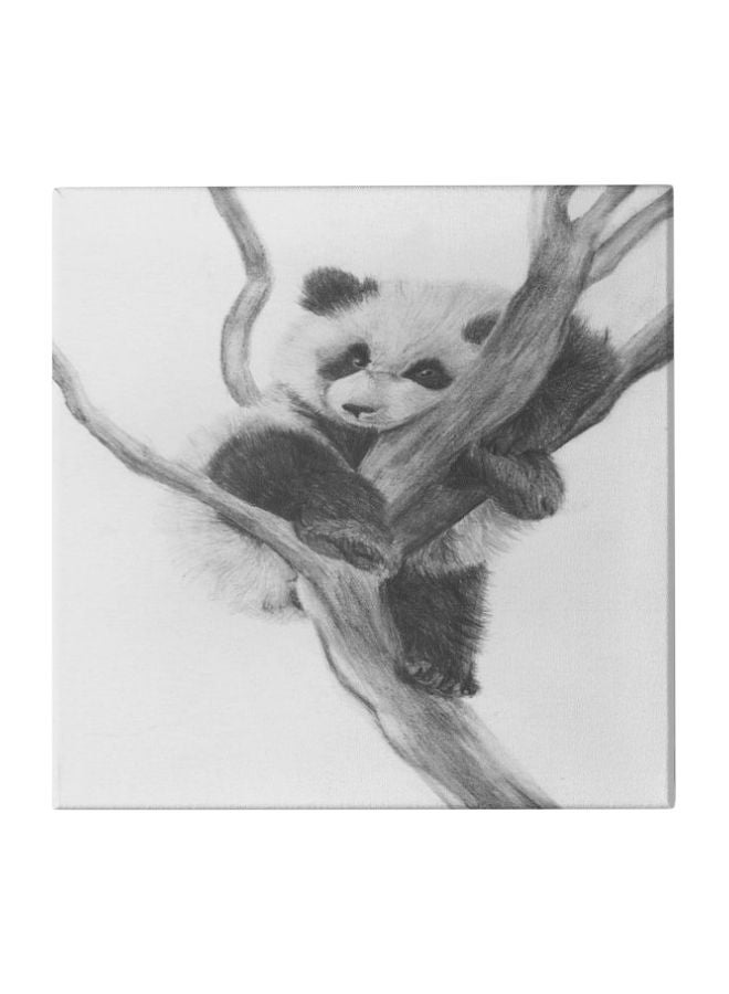 Panda Theme Decorative Framed Wall Painting Grey/Black 50x50cm - Image 1