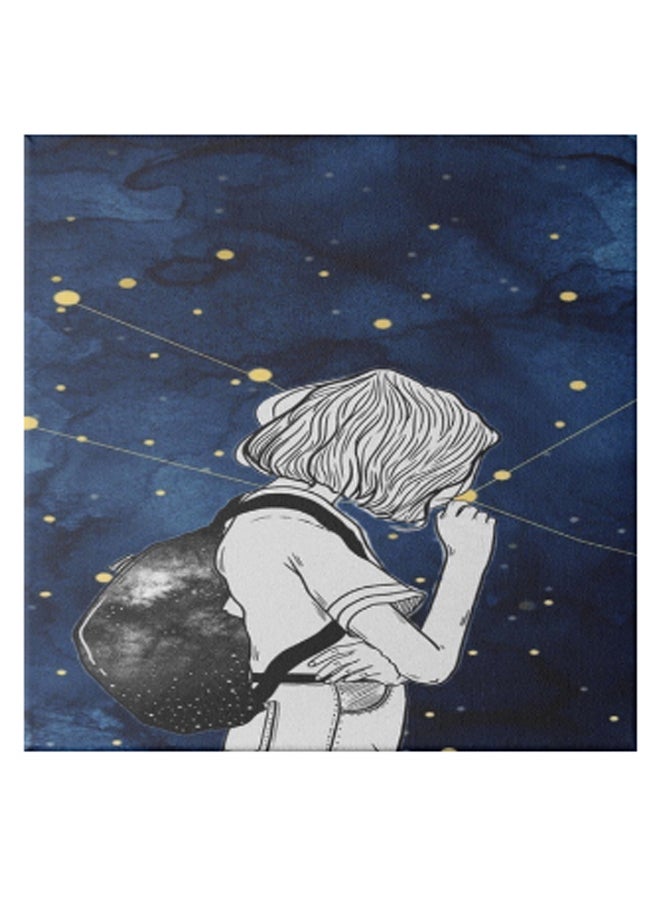 Sad Girl Hidden Frame Canvas Wall Painting Blue/Black/White 50 x 50cm - Image 1