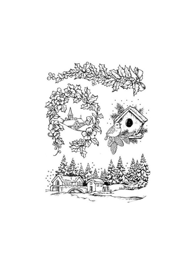 ستامبيريا ختم مطاطي عالي الوضوح بتصميم عيد الميلاد أسود/أبيض