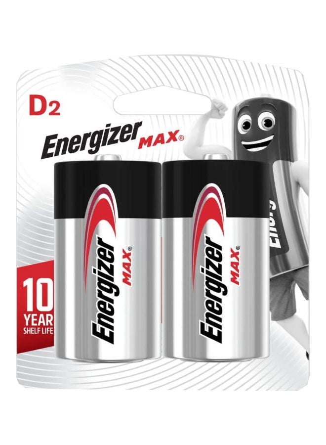 Energizer 2-Piece Max Alkaline D2 Battery Set Silver/Black - Image 1