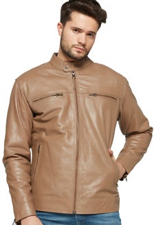 Leather Biker Jacket Brown