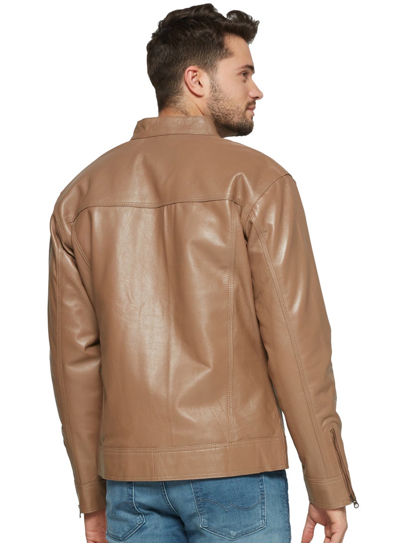 Gearfour - Leather Biker Jacket Brown - Image 1