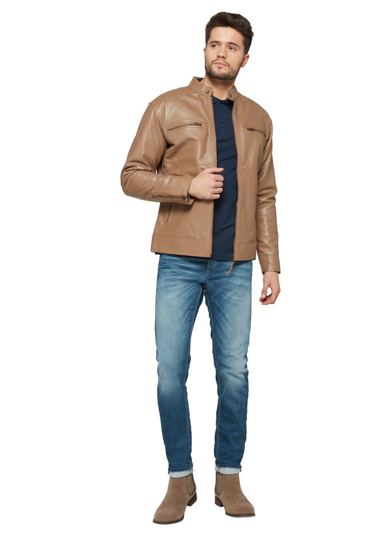 Gearfour - Leather Biker Jacket Brown - Image 1