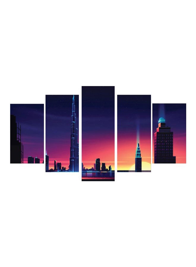 5-Piece City Themed Wall Art Multicolour 50x25cm - Image 1