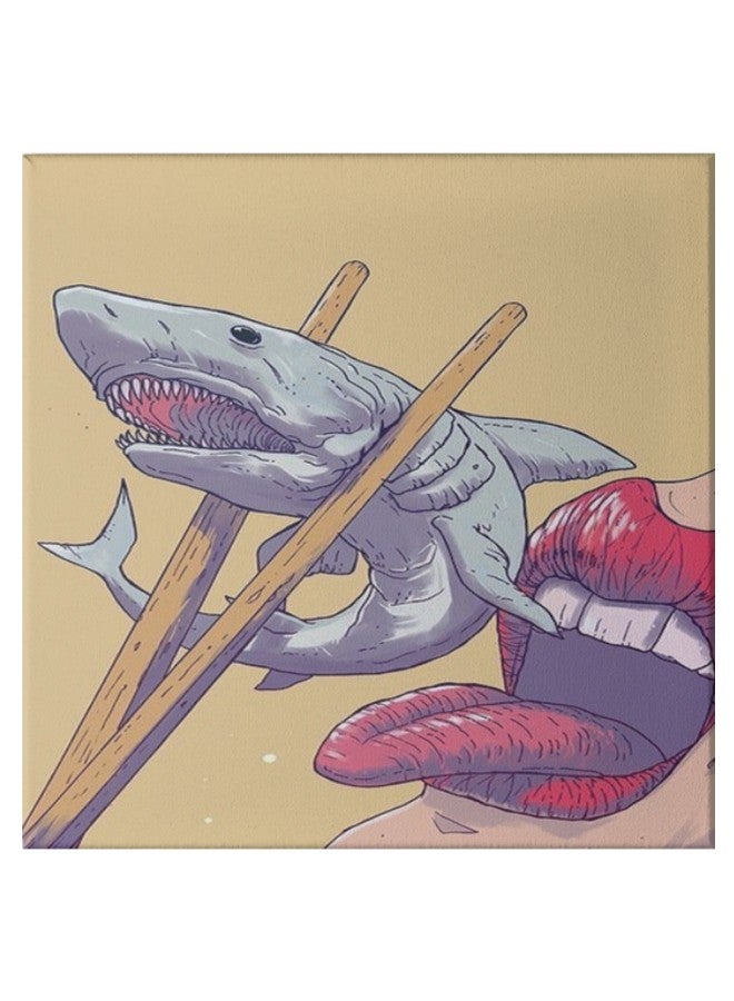 Shark Animation Pattern Hidden Frame Canvas Wall Painting Multicolour 50 x 50cm - Image 1