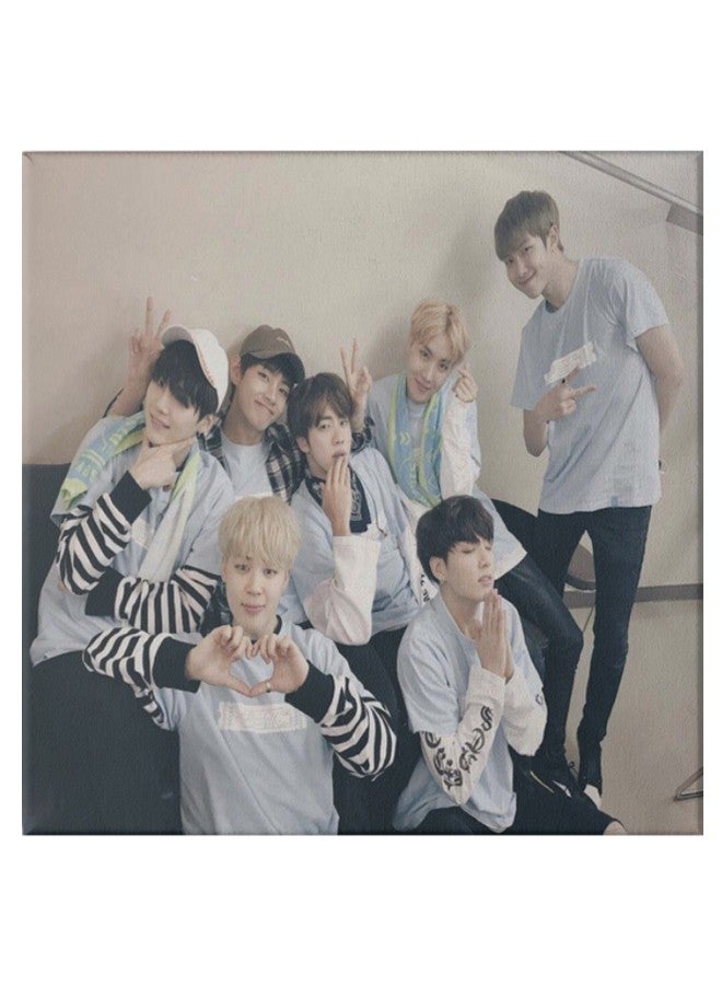 BTS Band Pattern Hidden Frame Canvas Wall Painting Multicolour 50 x 50cm - Image 1