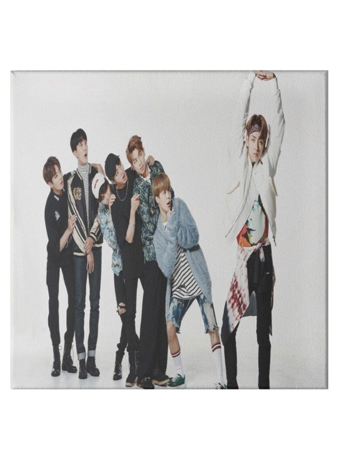 BTS Band Pattern Hidden Frame Canvas Wall Painting Multicolour 50 x 50cm - Image 1