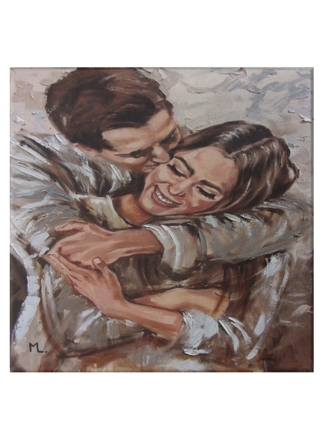 Girl With Her Boyfriend Pattern Hidden Frame Canvas Wall Painting Multicolour 50 x 50cm - Image 1
