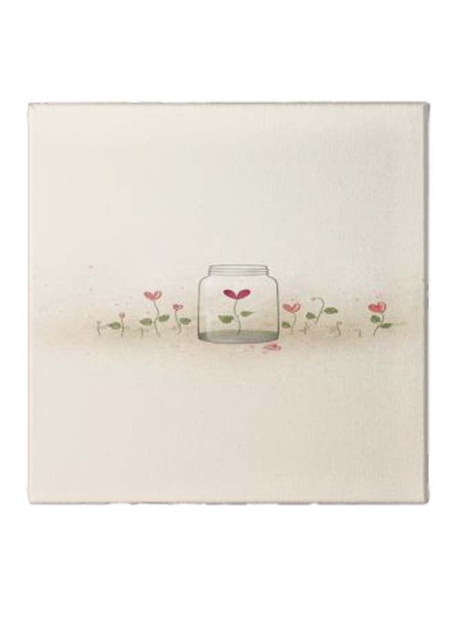 Heart Shaped Flower Pattern Hidden Frame Canvas Wall Painting Multicolour 50 x 50cm - Image 1