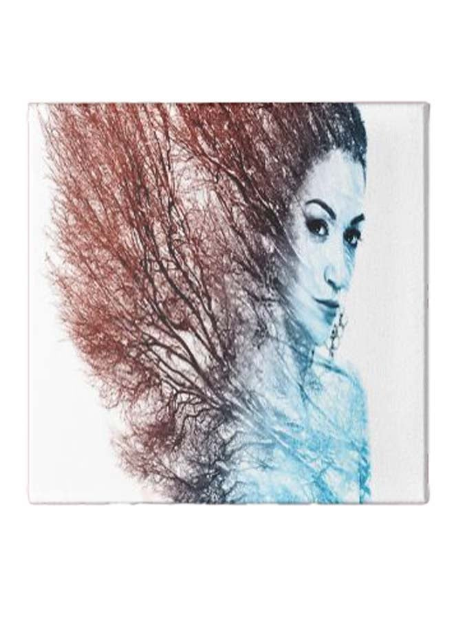 Girl With Forest Pattern Hidden Frame Canvas Wall Painting Multicolour 50 x 50cm - Image 1