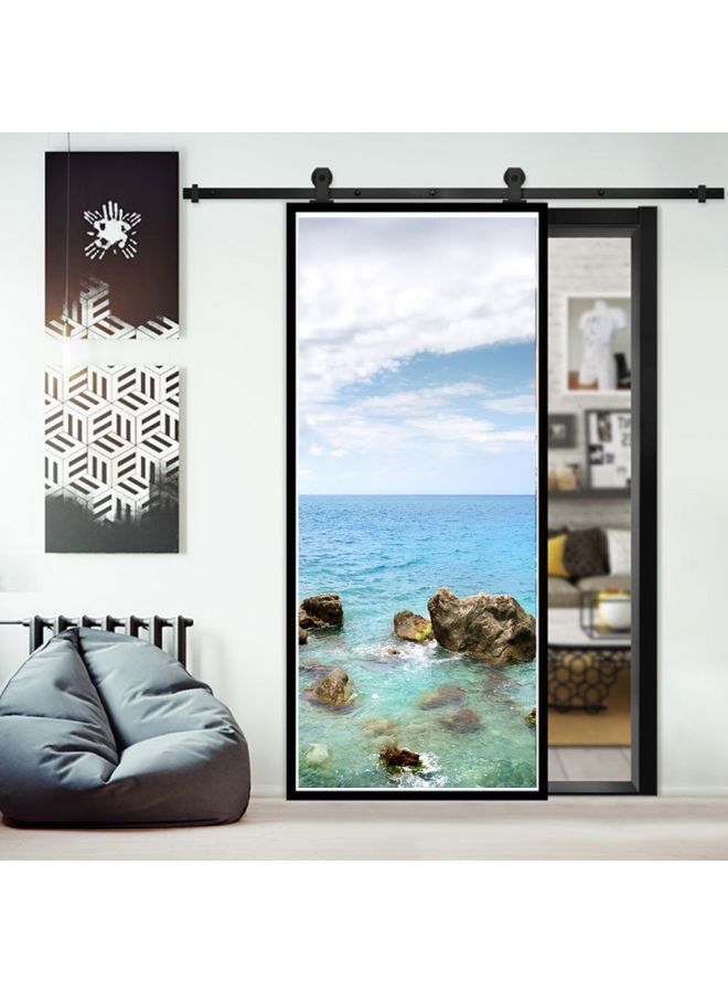 ملصق مضاد للماء بتصميم طبعة غيوم وبحر أزرق/أبيض/بني 60x185سم - Image 2