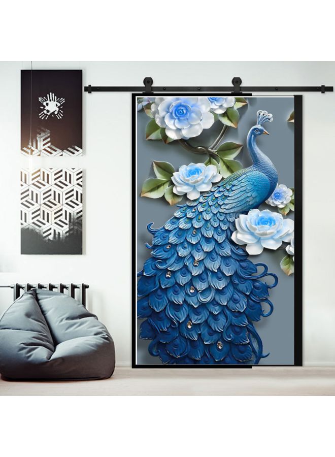 ملصق للزينة بتصميم طاووس أزرق/رمادي/أبيض 50x120سم - Image 2