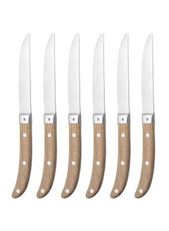 6-Piece Ranch Steak Knife Set Silver/Brown 6centimeter