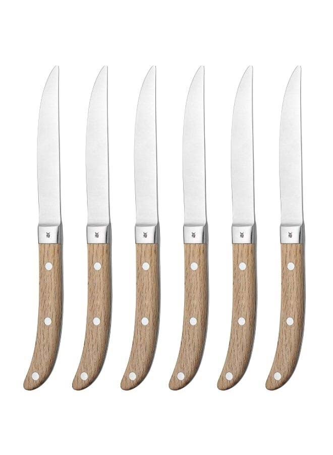 WMF - 6-Piece Ranch Steak Knife Set Silver/Brown 6centimeter - Image 1