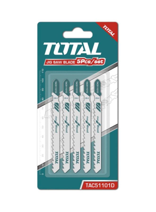 TOTAL 5-Piece Jig Saw Blade Set Silver/Green 