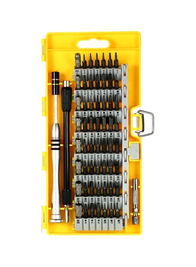 60-Piece Multi-Functional Magnetic Torx Hex Slotted And Screwdriver Set Yellow