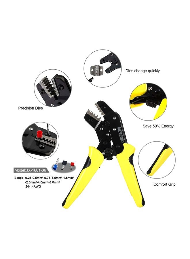 Meterk Professional Wire Crimper Yellow/Black 19x8x2cm - Image 2