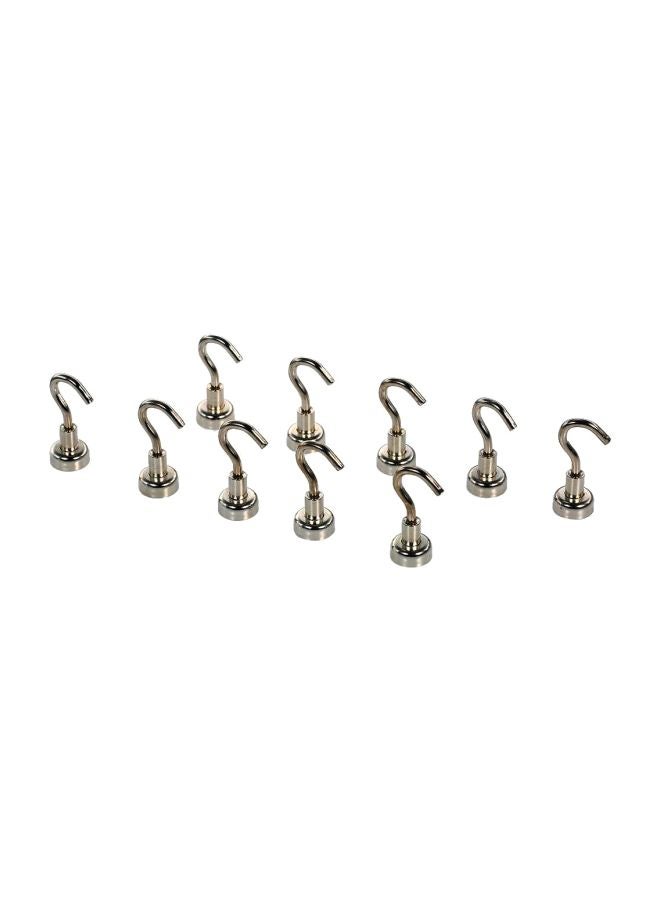 10-Piece Heavy Duty Magnetic Hooks Silver 3.5x1x0.6centimeter  - Image 1