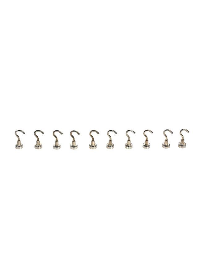 10-Piece Heavy Duty Magnetic Hooks Silver 3.5x1x0.6centimeter  - Image 4