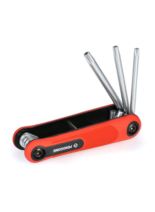 PENGGONG 8-Piece Foldable Hex Screwdriver Wrench Set Red/Black/Silver - Image 3