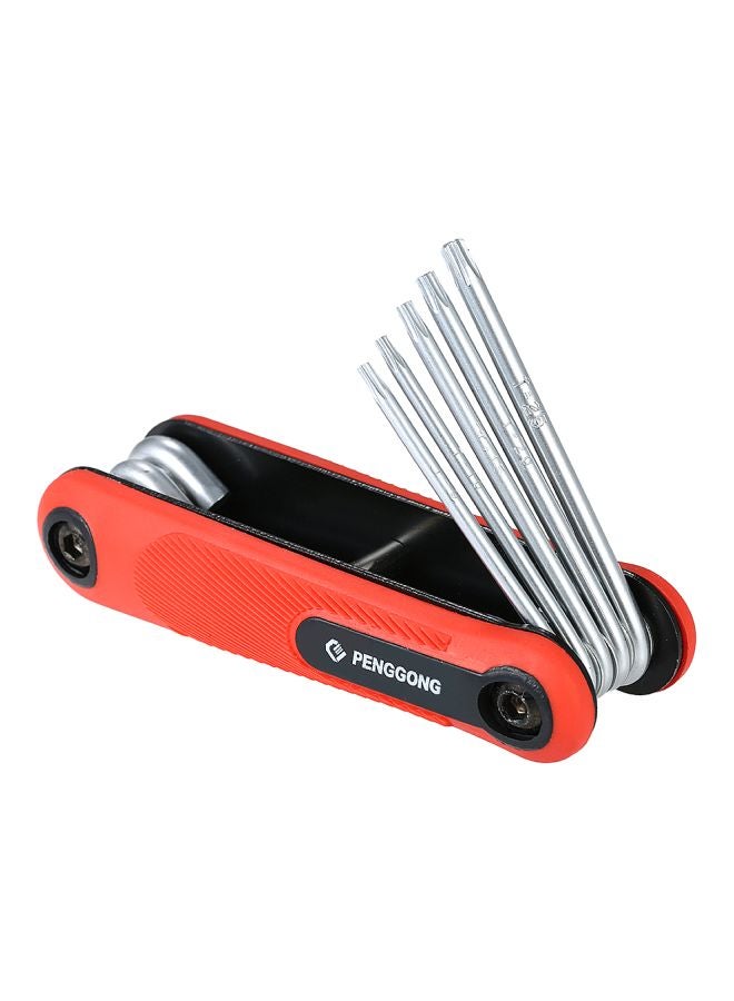 PENGGONG 8-Piece Foldable Hex Screwdriver Wrench Set Red/Black/Silver - Image 4
