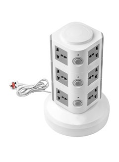 Generic 3-Layer Multi Pin Vertical Power Extension Socket Grey/White  - Image 1