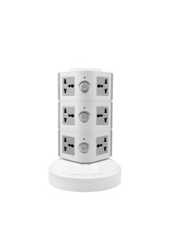 Generic 3-Layer Multi Pin Vertical Power Extension Socket Grey/White  - Image 2