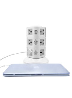 Generic 3-Layer Multi Pin Vertical Power Extension Socket Grey/White  - Image 3