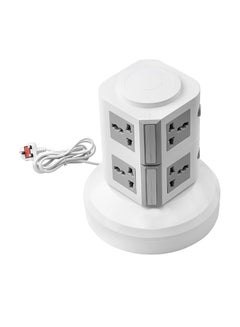 Generic 2-Layer Multi Pin Vertical Power Extension Socket Grey/White  - Image 1