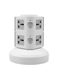 Generic 2-Layer Multi Pin Vertical Power Extension Socket Grey/White  - Image 2