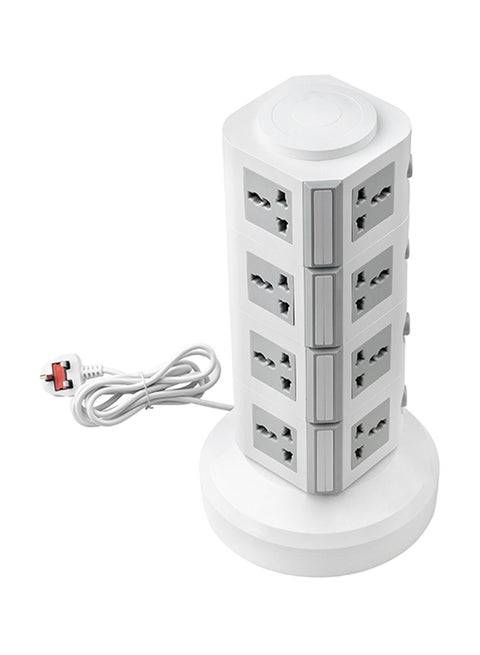 4-Layer Multi Pin Vertical Power Extension Socket Grey/White