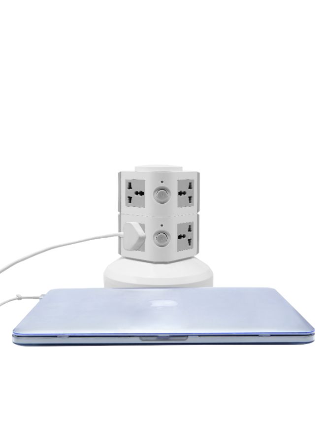 Generic 2-Layer Multi Pin Vertical Power Extension Socket Grey/White  - Image 3