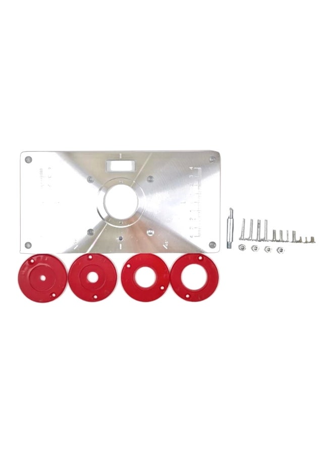 Generic 21-Piece Multifunctional Router Table Insert Plate Engraving Machine Set Silver/Red 9.3x4.7x0.3inch  - Image 1