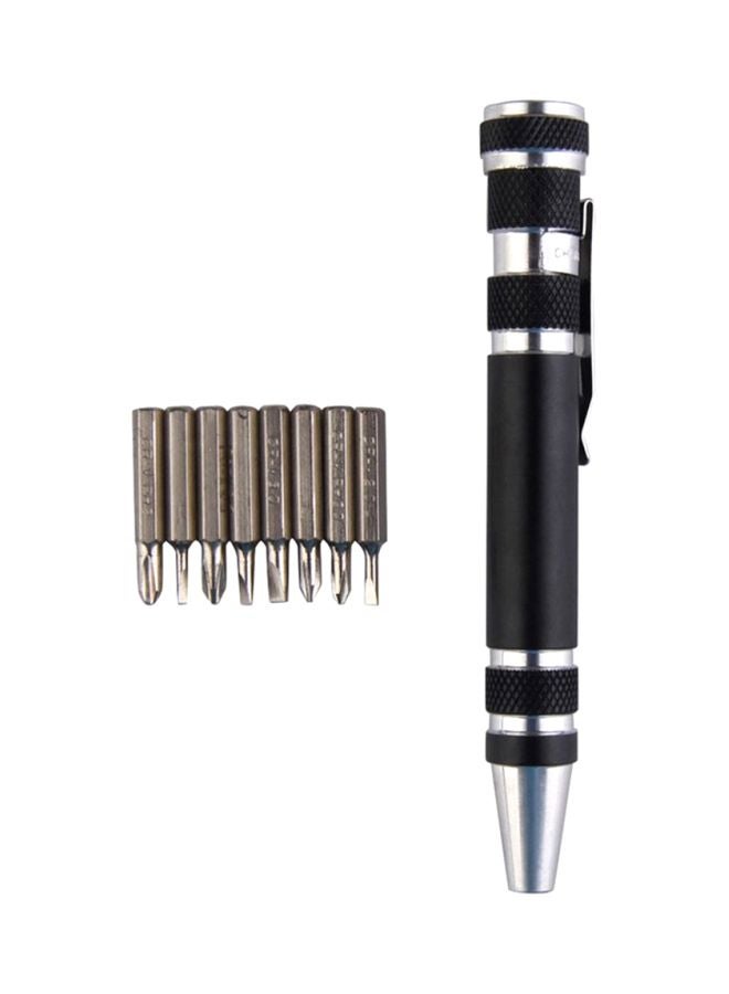 8-In-1 Multi-Functional Screwdriver With Magnetic Tool Pen Set Black/Silver  - Image 1