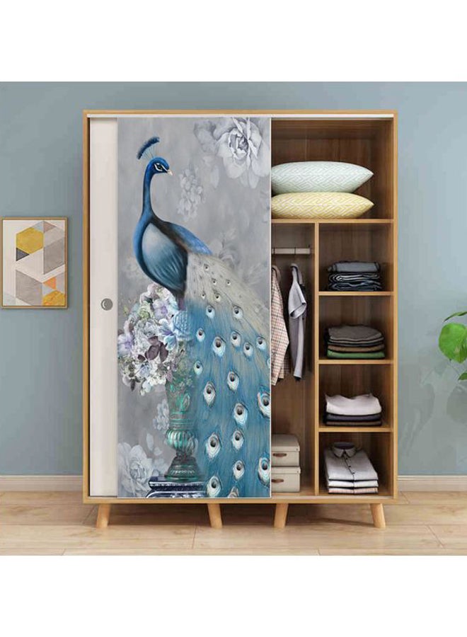 ملصق للزينة بطبعة طاووس أزرق/رمادي/أبيض 120x50سم - Image 2