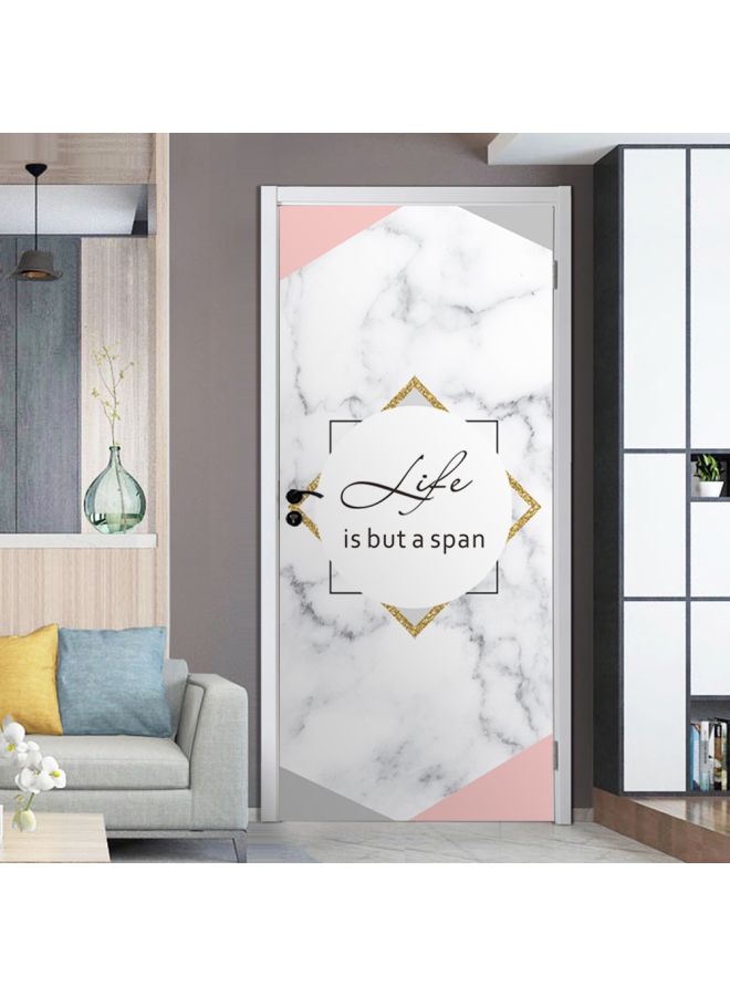 Life Is But A Span Printed Quote Decorative Sticker White/Pink/Black 120x50cm - Image 2