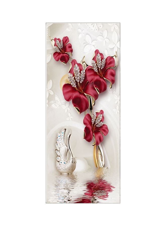 Decorative Printed Door Sticker Red/White/Beige 50x120cm - Image 1