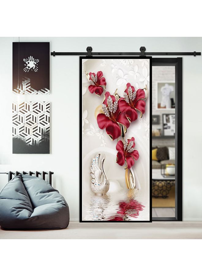 Decorative Printed Door Sticker Red/White/Beige 50x120cm - Image 2