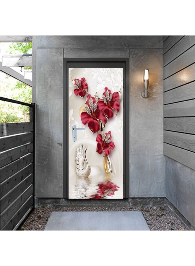 Decorative Printed Door Sticker Red/White/Beige 50x120cm - Image 4